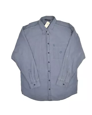 Vintage Versace Classic V2 Button Up Shirt Mens 2XL Blue Garment Dyed Italy Made • $46.72