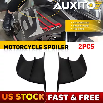 2pc Gloss Black Motorcycle Winglet Side Spoiler Air Deflector Wing ABS Universal • $15.19