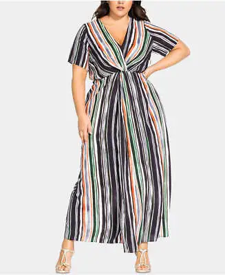 City Chic Ladies Jungle Stripe Short Sleeve Maxi Dress Sizes 16 18 Stripes • $19.99