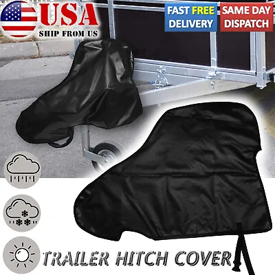 PVC Waterproof Caravan Tow Trailer Hitch Cover Anti Dust Rain Protector 89x63cm • $19.54