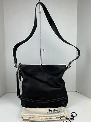 Coach Black Leather Soho Slim Duffle Crossbody Messenger Tote Bag #1414 Dust Bag • $39.99