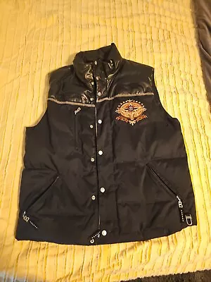 Bogner Goose Down Vest Mens 42 Western Embroidered Black Vintage • $375