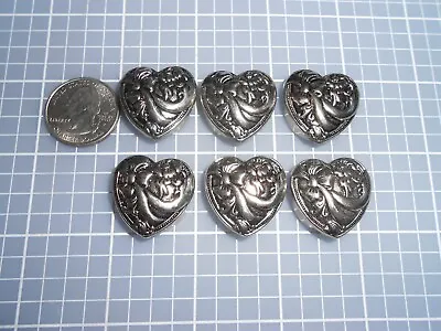 Vintage Lot 46Silver Tone Heart Shaped Button Covers  • $6