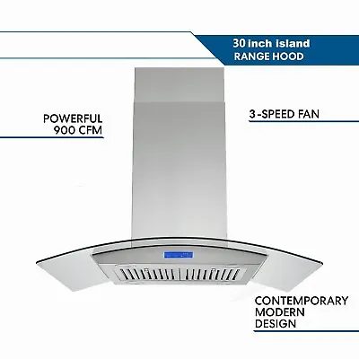 30 Inch Stainless Steel LED Light Kitchen Island Range Hood 900CFM Touch Control • $285.99