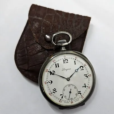 Vintage Longines Silver Pocket Watch Open Face Working  50mm Diameter Circa 1926 • $349
