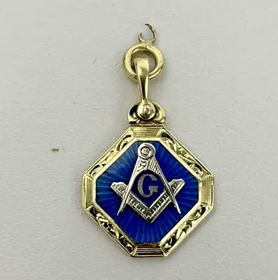 Antique Masonic Free Mason 14k Gold Reversable Enamel Watch Fob Pendant 4g • $229