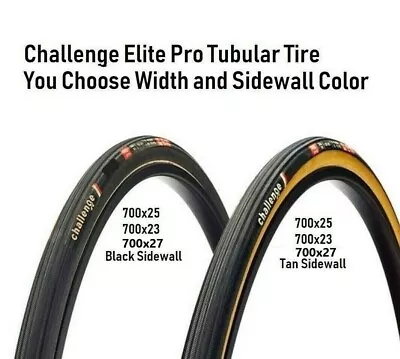 Challenge Elite Pro Tubular Bicycle Tire 700x23 700x25 700x27 Tan Or Black • $42.95