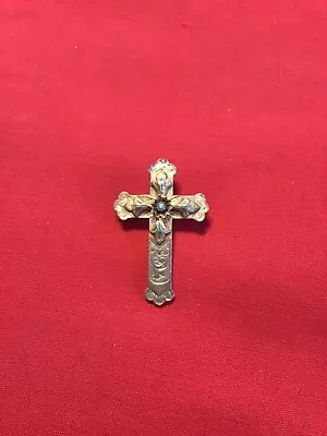 Antique Civil War Era Fancy Ornate Lapel Cross Pin With T Bar Pinback • $34.99