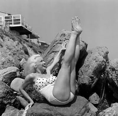 Actress Mamie Van Doren Poses At The Beach In LA 1956 OLD PHOTO 14 • $9
