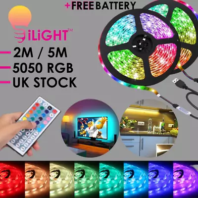 5m Led Strip Lights 5050 Rgb Colour Changing Tape Tv Under Cabinet Kitchen • £10.99