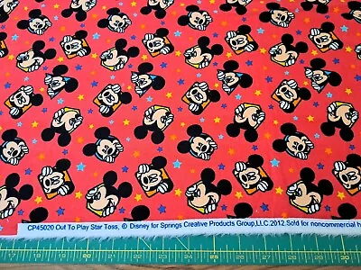 Micky Mouse Out To Play Star Toss 41  X 42   Flannel Fabric #787 • $9.89