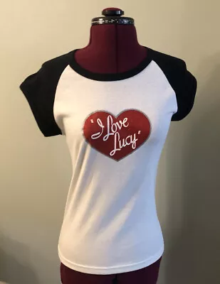 I Love Lucy White Top Black Sleeve A. S. TEE T SHIRT XL • $34.88