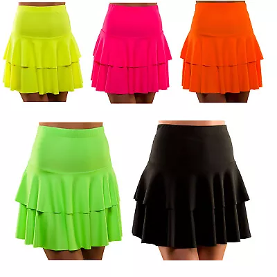 Wicked 1980s 80's Neon Colours RaRa Skirt Adults Fancy Dress • £7.99