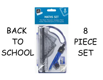 £2.99 • Buy 8 Piece Maths Geometry Set Back To School Exam Stationery Compass Protractor New