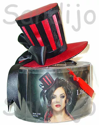 Velvet Striped Red Satin Mini Top Hat Style 2102 Adult Women's One Size • $9.99