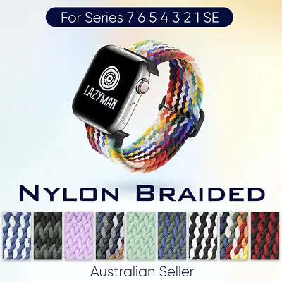 $6.95 • Buy For Apple Watch Band Series 7 6 5 4 3 2 1 SE Elastic Nylon Braided Strap Sports