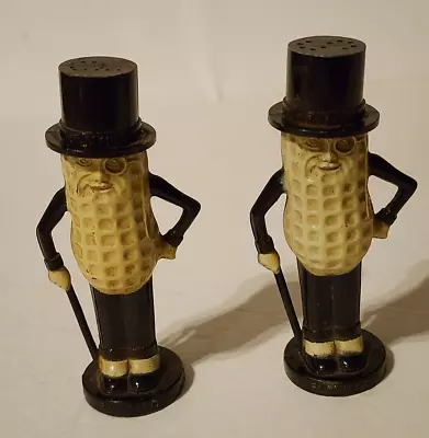 Mr Peanut Salt Pepper Shaker Planters Plastic 4  Made In USA Top Hat Cane • $14