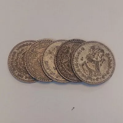 Mexico Un Peso Silver Coin Lot (5 Coins) • $15