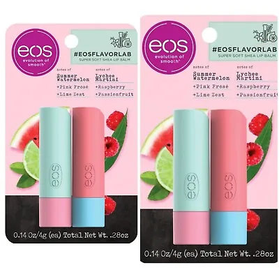 Lot Of 2 Eos Flavor Lab WatermelonFrose & LycheeMartini Super Soft Shea Lip Balm • $15.85