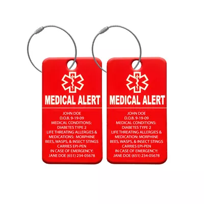 Medical Alert ID Bag Tag. Incl. 10 Lines Custom Engraved. Shipped Free! • $24.99