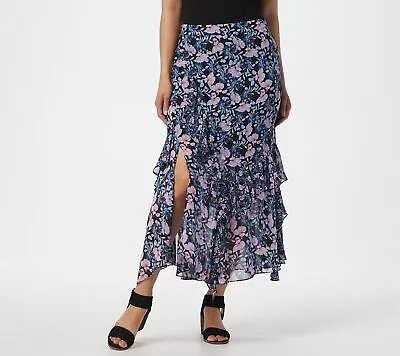 Vince Camuto Ruffle Charming Floral Skirt Women's Sz 10 Black • $15.49