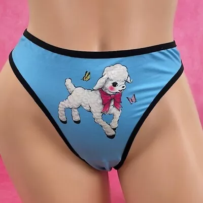 Vintage Y2k Thong Panties Kidcore Little Blue Lamb Sissy Knickers Women's Large • $14.24