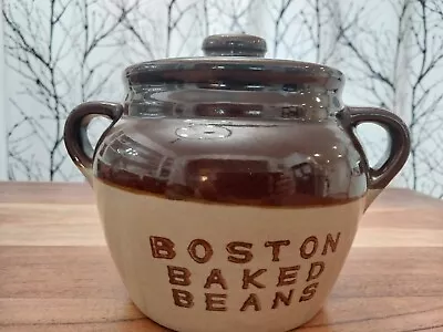 Vintage Monmouth Pottery Brown Maple BOSTON BAKED BEANS Western Crock Pot USA • $18.50
