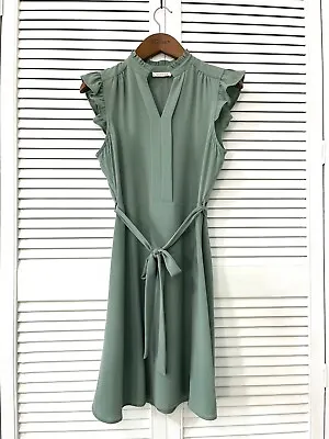 MONTEAU Dusky Sage Mint Green Tea Shirt Dress  M  UK12 • $27.13