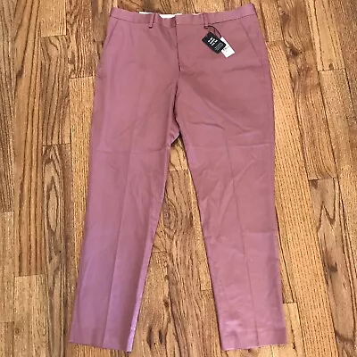 Express Men's Size 34x30 Blue Extra Slim Stretch Cotton Chino Pants Salmon Pink • $34.99