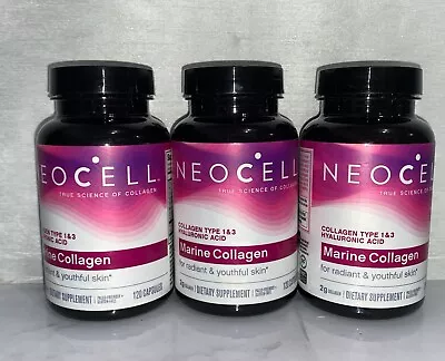 Lot Of 3-- Marine Collagen / 120 Capsules Per Bottle / Exp 08/2024 • $31.50