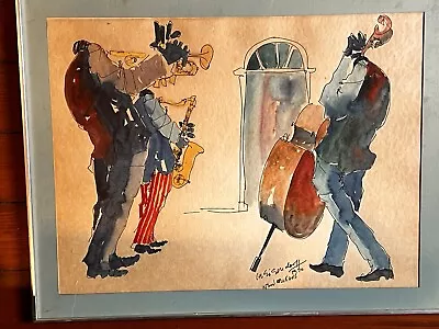 Leo Meiersdorff Original Watercolor New Orleans Jazz Band 1970 Jazz Fest Style • $1200