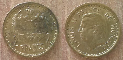 Monaco 2 Francs 1945 Louis 2 II Coin Prince Free Shipping Worldwide Frc Frcs • $5.50