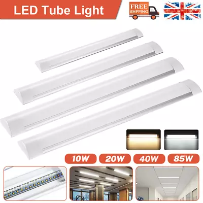 LED Batten Tube Light 1/2/3/4FT Bar Garage Lighting Ceiling Lamp 240V Cool White • £5.49