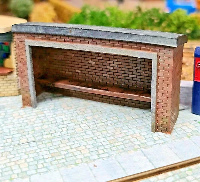 00  Gauge Brick Effect Bus / Tram Shelter X2.  3D Printed In Unpainted Resin • £5.99