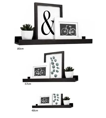 Wooden Floating Shelf Shelves Kit Wall Mounted Display Unit Home Office Bathroom • £10.95