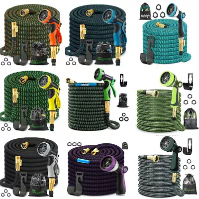 50-100FT 4X Stronger Deluxe Heavy Duty Expandable Flexible Garden Water Hose US • $23.99