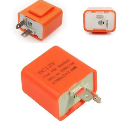 Orange 2-Pin Adjustable LED Flasher Turn Signal Relay Waterproof For Motorcycle • $9.47