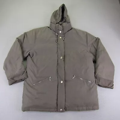 Eddie Bauer Jacket Womens Small Brown Puffer Goose Down Full Zip Snap Up Coat ^ • $39.97