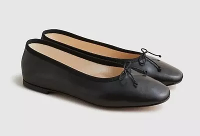 New With Tag J.Crew $128 Zoe Ballet Flats In Leather Black Size 8.5 • $70