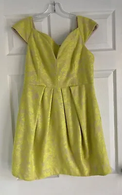 $25.10 • Buy ASOS Bold Yellow Floral Cocktail Party Dress Size Fit And Flare 18 AU EUC