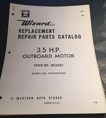 Printed 3-1968 Wizard Outboard Motor 3.5 Hp Parts Manual (402)  • $15.99