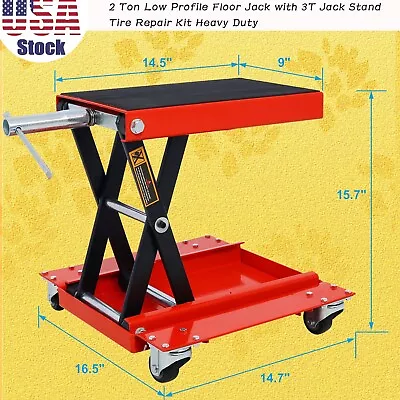 1100lb Motorcycle Lift Dolly Jack Scissor Wide Deck Front Rear Center Tire • $115.30