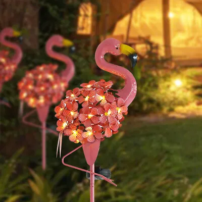 Garden Solar Powered Flamingo Lawn Lamp Stake Landscape LED Lights Pathway Decor • £13.95