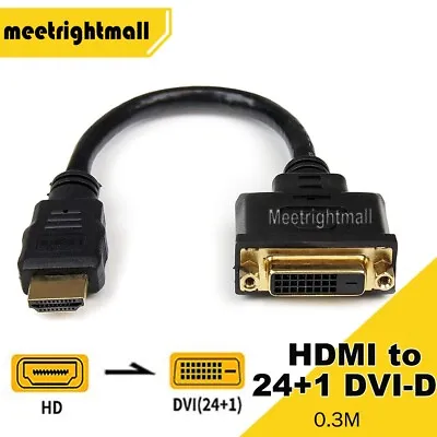 $6.60 • Buy HDMI Male To DVI-D 24+1 Female Converter PC TV HD HDTV Display Adapter Cable AU