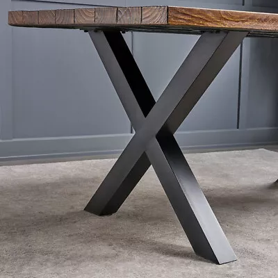 Set Of 2 Industrial Metal Steel Legs Table Desk Bench Robust X Cross Frame Legs • £41.95