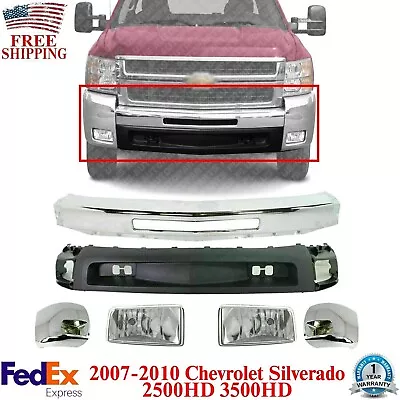 Front Bumper Chrome + Ends + Valance For 2007-2010 Chevy Silverado 2500HD 3500HD • $484.16