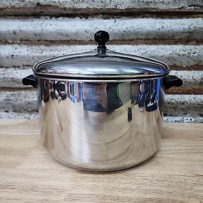 Vintage Large Farberware Aluminum Clad Stainless Steel 8 Qt Stock Pot W/ Lid USA • $19.99