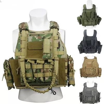 Hunting Tactical Vest Military Molle Plate Carrier Airsoft Paintball Outdoor • $104.99