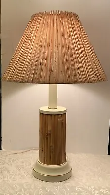 Vintage Mid Century Modern Danish Tiki Hawaii  Bamboo Table Lamp NO SHADE • $74.26