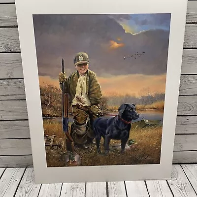 R.J. McDonald Boy Duck Hunting Print BLACK LAB EAGER TO GO 248/500 Artist Copy • $199.99